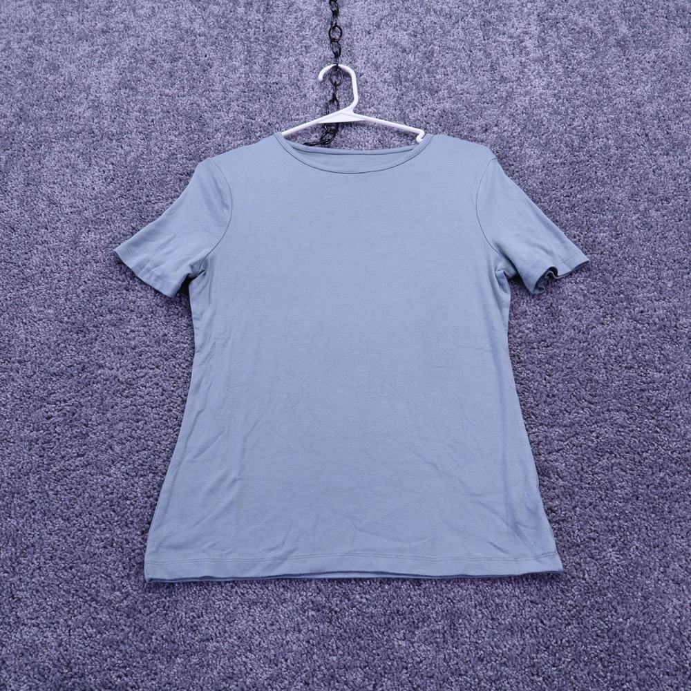 A New Day T Shirt Womens Small Green Blue Short Sleeve Crew Neck Solid Basic Tee